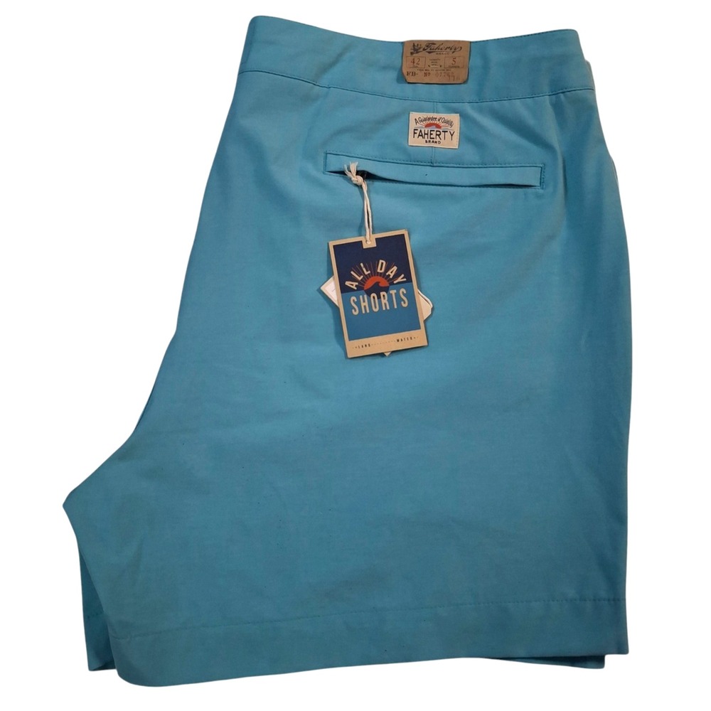 Faherty All Day Shorts Men's 42 Blue 5" Hybrid Swim Trunks NWT